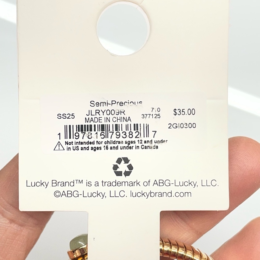 Lucky Brand gold-tone semi-precious cuff bracelet with a snake-chain design - Picture 2 of 6